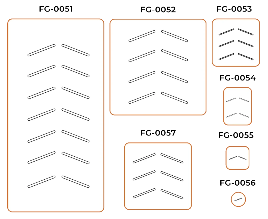 Phoenix Wound Matrix Part # and Size visual diagram